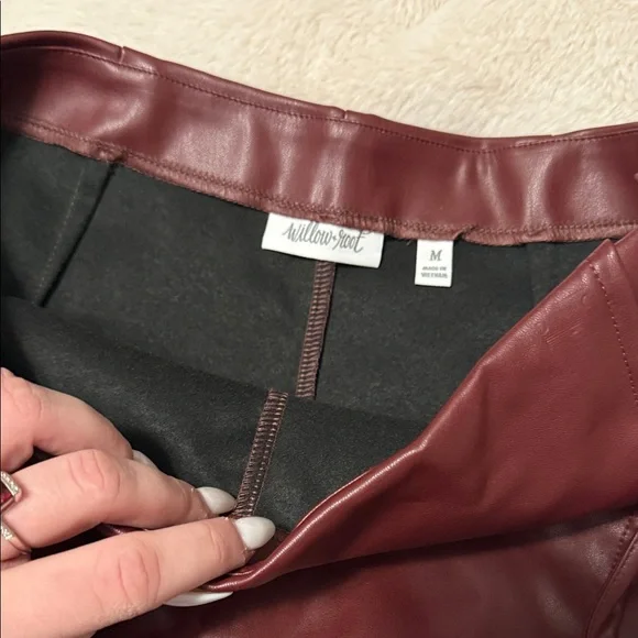 Burgundy Faux Leather Mini Skirt - Picture 10 of 12